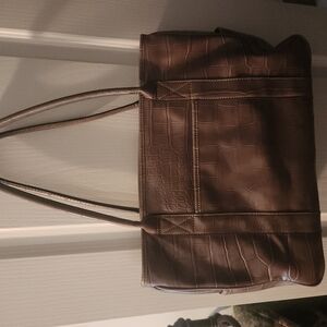 Kim ROGERS Brown Crocodile Embossed Tote Bag